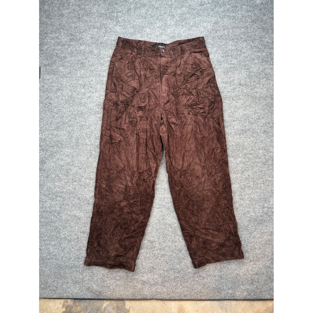 Trust Mens‎ Brown Corduroy Pants 32x30 Relaxed Straight Leg Pleated Cotton 32X30